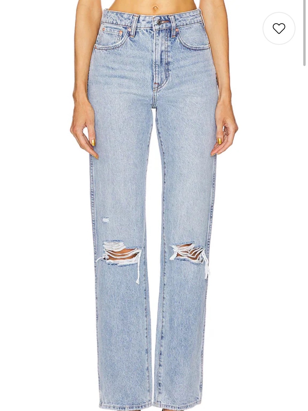 GRLFRND Light Blue Distressed Straight-Leg Jeans